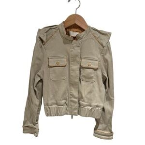 ALVIERO MARTINI lined neutral bomber jacket - size 7